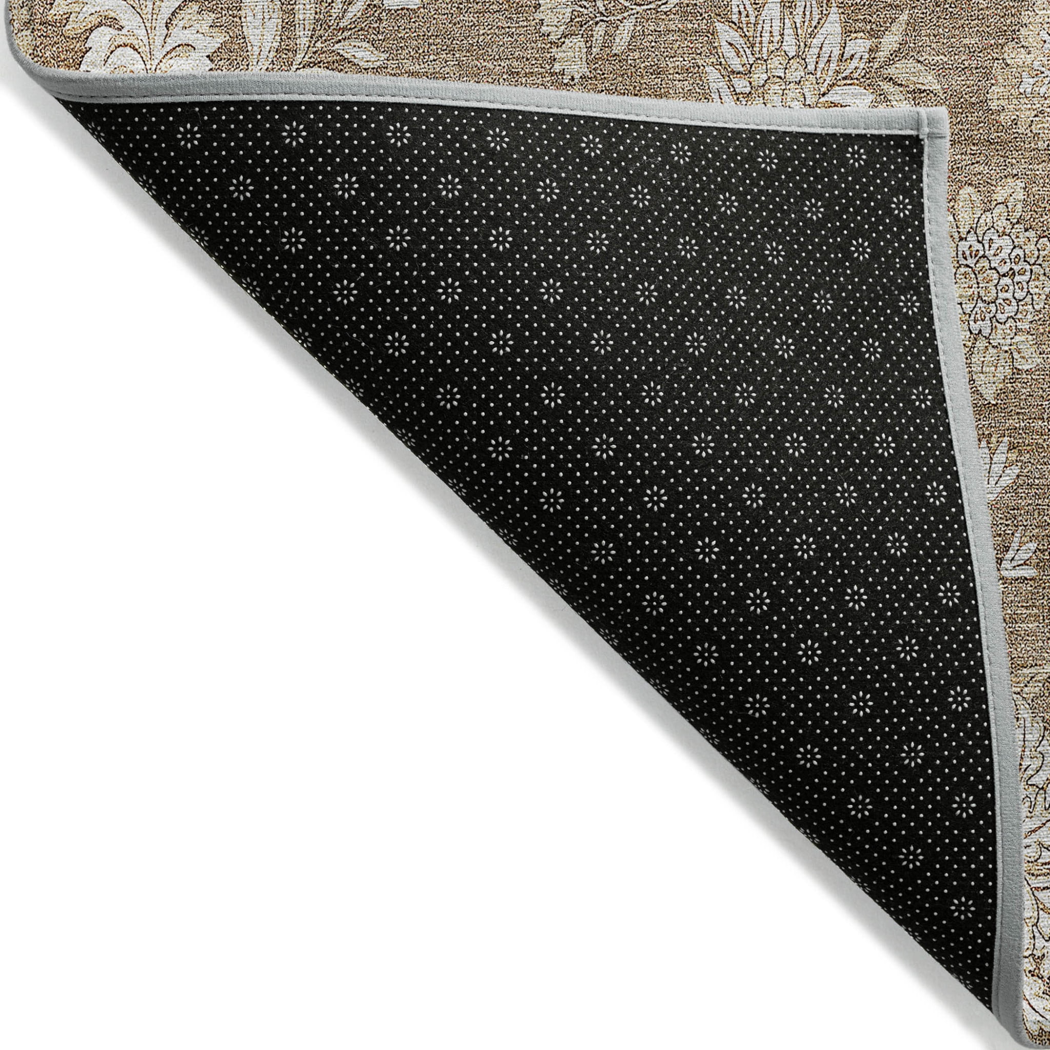 HomeRoots 581420 5 x 8 ft. Floral Washable Indoor & Outdoor Rectangle Area Rug, Copper & Beige
