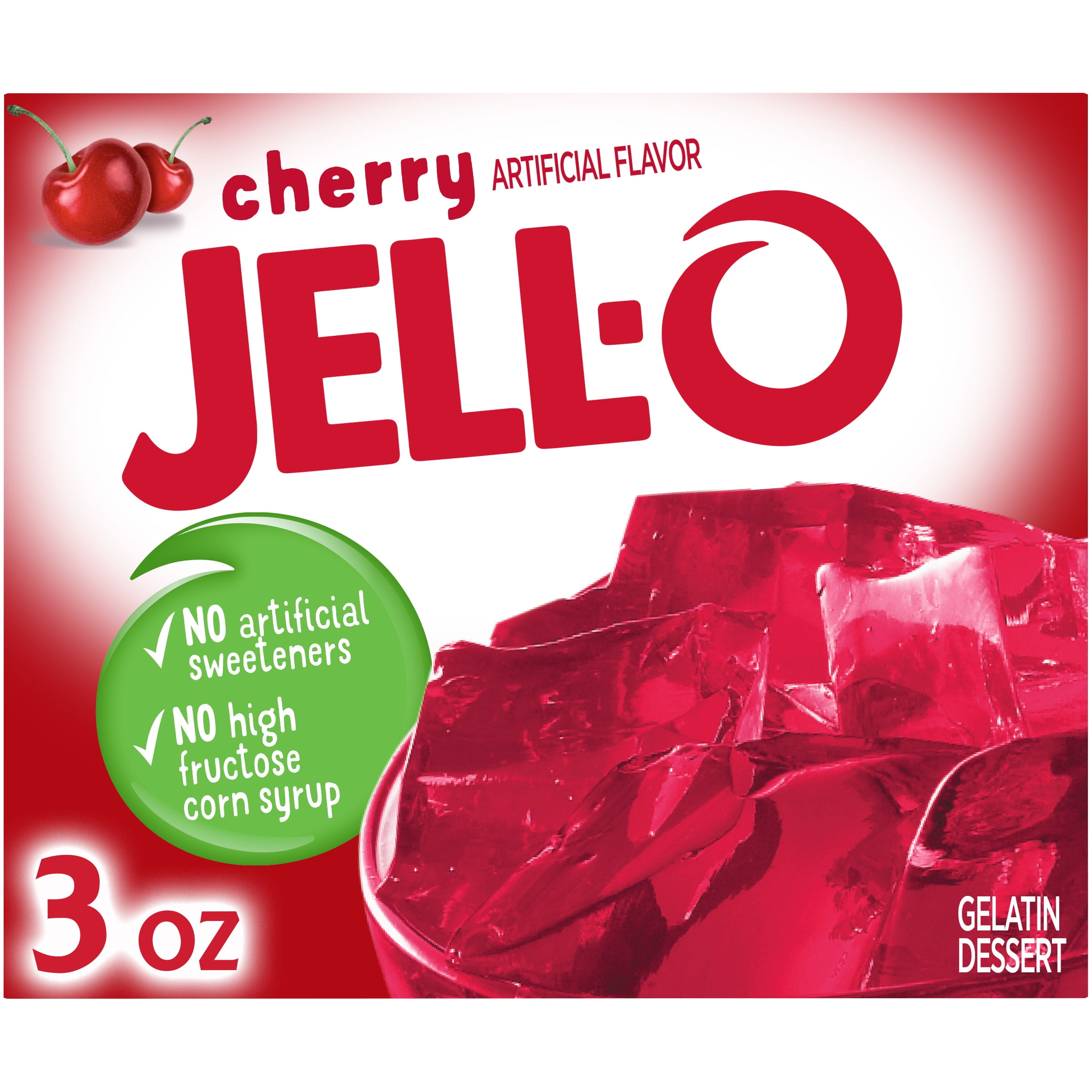 Jell-O Cherry Gelatin Dessert Mix, 3 oz Box