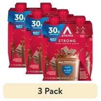 (3 pack) Atkins Strong, High Protein Shake, Milk Chocolate, 30g of Protein, 4 Count
