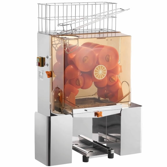 Commercial Orange Juicer, Automatic Juice Extractor - 120W Stainless Steel Squeezer for 20 Oranges/Minute, Large Capacity, Easy Clean