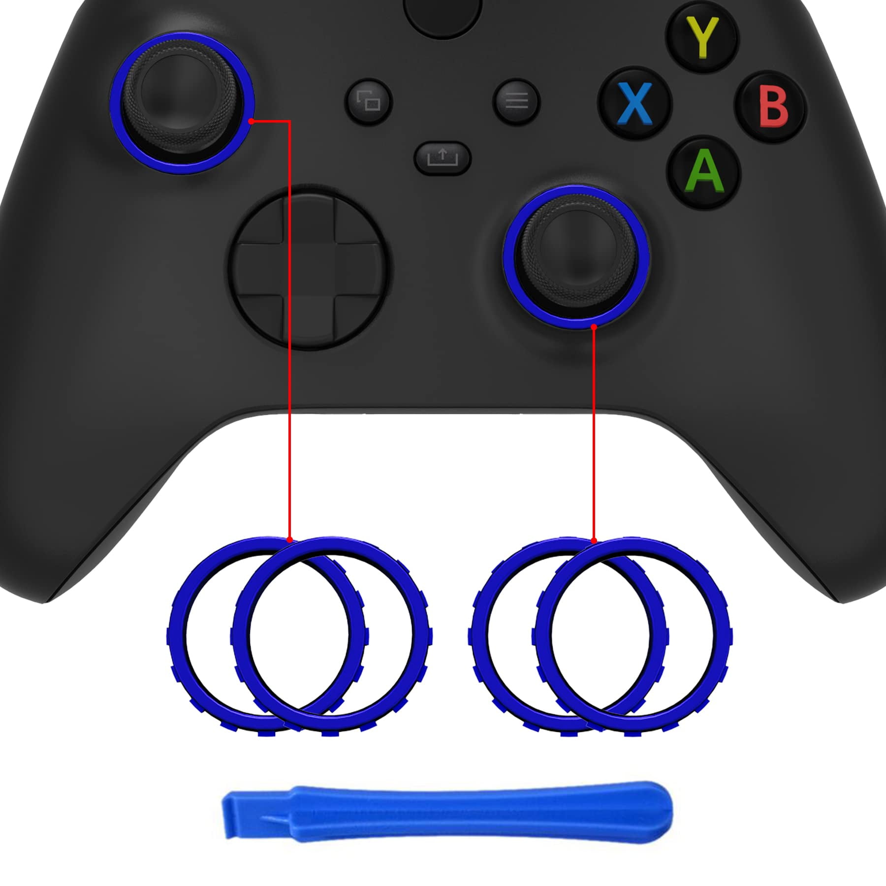 eXtremeRate Chrome Blue Custom Accent Rings for eXtremeRate ASR Version