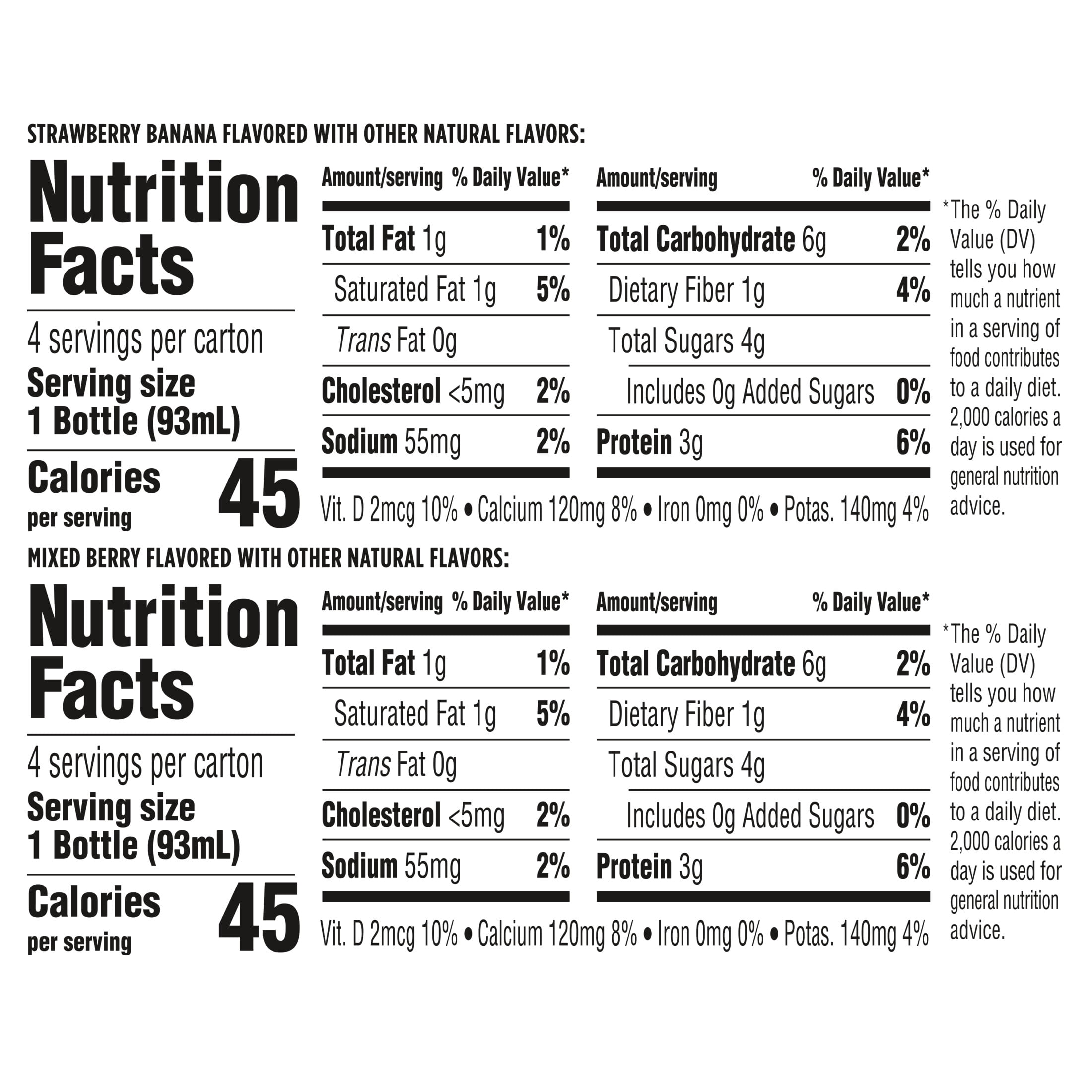 Activia ZERO 0g Added Sugar Strawberry Banana and Mixed Berry Probiotic Dailies Low Fat Yogurt Drinks, Helps Support Gut Health, 3.1 fl oz, 8 Count