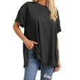 thumbnail image 2 of Women Oversized Short Sleeve Tshirts Summer Round Neck Tops High-Low Hem Tee Shirts for Workout Causal, 2 of 8