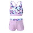thumbnail image 2 of Alvivi Girls Rashguard Swimwear Crisis Cross Tank Top with Shorts 2 Piece Gymnastics Sports Swim Set Lavender 16, 2 of 7