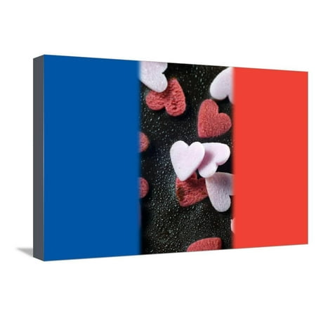 Chocolate Brownie Cake with Flag of France for Pray for Paris Concept Stretched Canvas Print Wall Art By