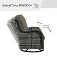 thumbnail image 6 of PARKWELL 5-Piece Outdoor Conversation Sets,Wicker Swivel Gliders with Ottomans,Side Table,Patio Seating Furniture with Gray Cushions,Gray Wicker, 6 of 9