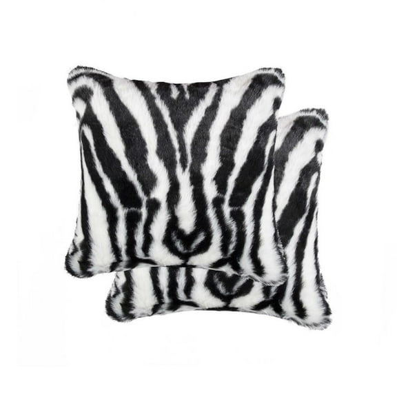 18" x 18" Denton Zebra Black & White Faux 2-Pack Pillow