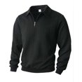 thumbnail image 5 of FYDUU Men's Classic Polo Shirt Winter Quarter Zip Pullover Shirts With Jacquard Pattern Collared Long Sleeve Tops Business Casual Shirts Basic Stylish Golf Shirt, 5 of 9