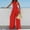 Red, variant on Oplxuo Wide Leg Jumpsuits for Women Dressy Casual Crossover Halter Sleeveless Summer Formal Office Party Linen Rompers