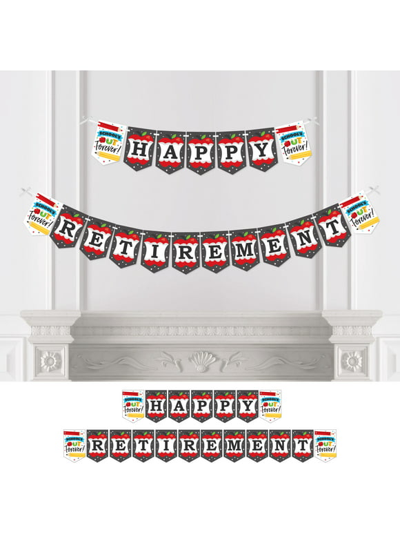 Big Dot of Happiness Teacher Retirement - Happy Retirement Party Bunting Banner - Party Decorations - Happy Retirement