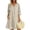Khaki, variant on Women Casual V-Neck Linen Dress with Pockets, Solid 3/4 Sleeve