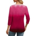 thumbnail image 5 of Drindf 3/4 Length Sleeve Gradient Womens Shirts V Neck Dressy Casual Tunic Tees Spring Loose Fit Tops Lightweight Comfy Blouses Hot Pink M, 5 of 7