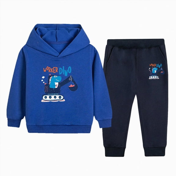 UAYOTSE Toddler Boy Long‑Sleeve Hoodie Jogger 2‑Piece Matching Outfit, Soft Casual Knit Set for Boys Home Play and Cool‑Weather Short Outings Size 9-10 Years