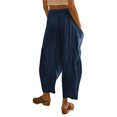 thumbnail image 2 of Kmbangi Women's Summer Casual Wide Leg Pants Solid Color Drawstring Trousers with 2 Big Pockets, 2 of 5
