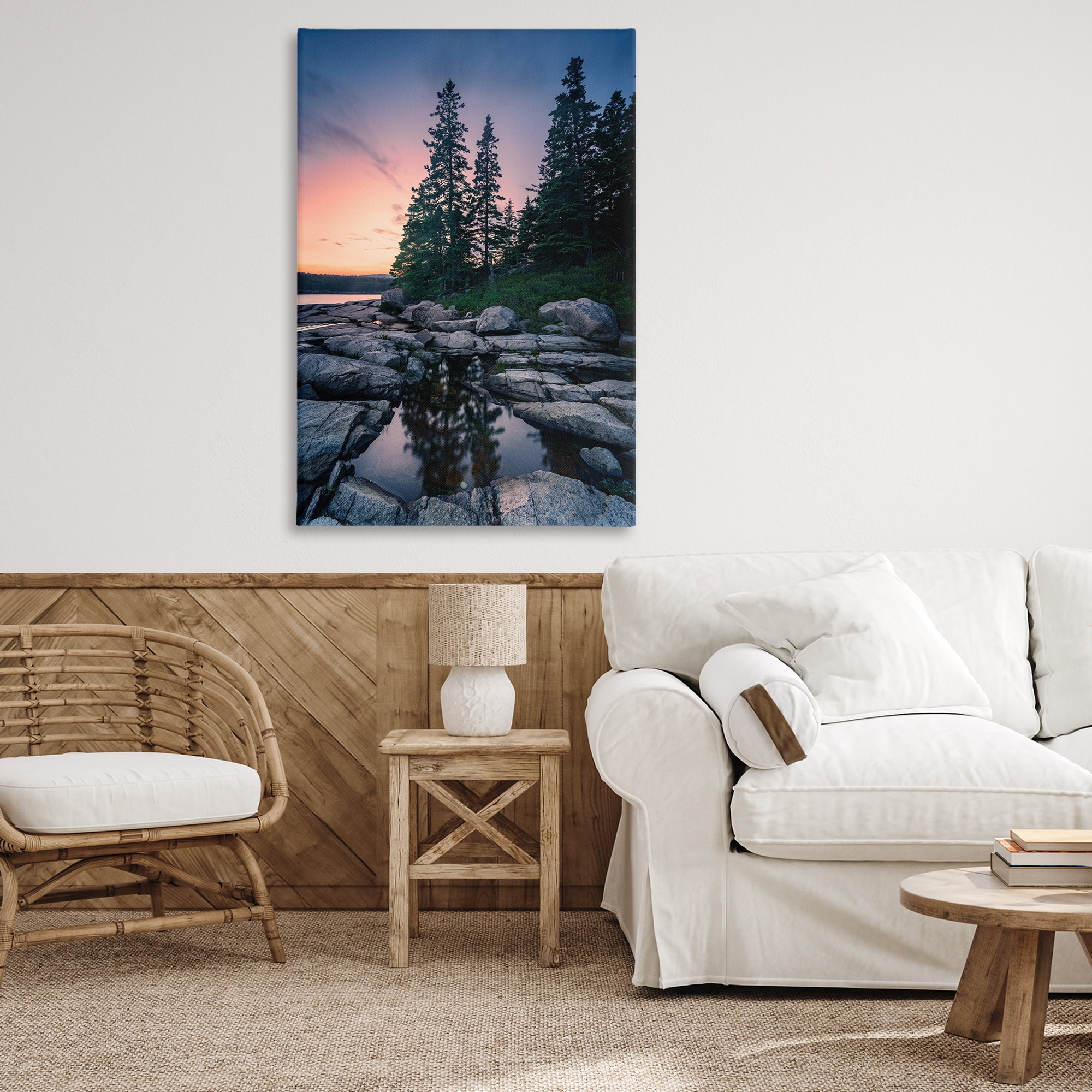 Stupell Industries Trees Reflected in Tide Pool Landscape & Nature Photography Wrapped Canvas Art Print Wall Art, 30 x 45