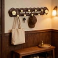 thumbnail image 4 of No Drill Wall Hooks, Wrought Iron Coat Rack, Adhesive Entryway Organizer for Hanging Coats, Heavy Duty Rustic Hangers, Easy Install Hallway Storage​, Brown, 4 of 5
