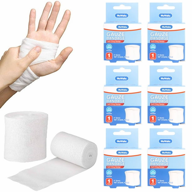 6 Packs Self Adhesive Gauze Bandage Roll Rolled Medical Wrap Sterile 2