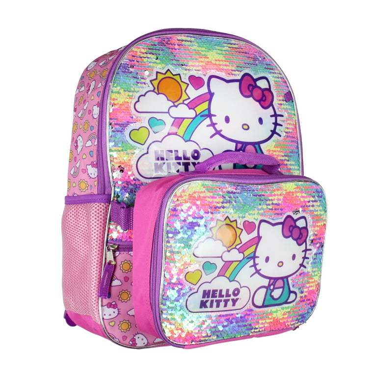 Sanrio Hello Kitty Neon Rainbows Sequin Travel Backpack 5