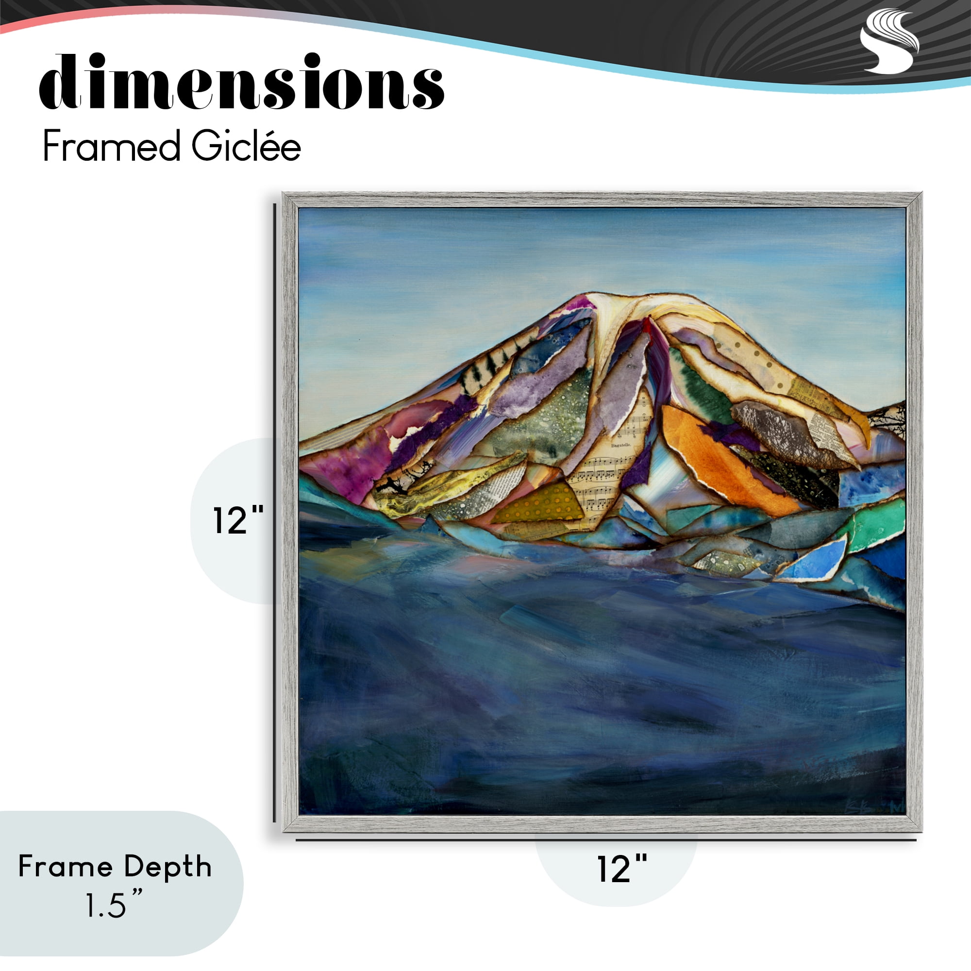 Stupell Industries Collaged Layers Mountain Gray Framed Giclee Art, design by Van Horne-Borcherding