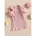 thumbnail image 3 of xiaxaixu Kid Chemises, Manches Courtes Col Rond Tricot Rue Partie Occasionnels Découpe Printemps Été Hauts pour les Filles, 3 of 8