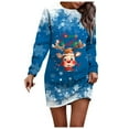 thumbnail image 1 of Wyzesi Robes Rouges pour Femmes Grande Taille Automne Robe Chandail Imprimée de Noël pour Femmes Col Rond Manches Longues Ample Sans Capuche Robe Décontractée Robes d'Hiver pour Femmes Grande Taille Midi, 1 of 5