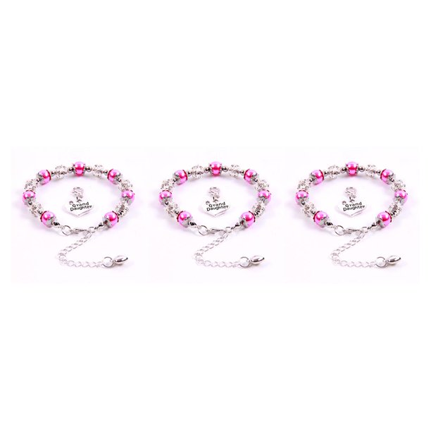 Qarigey de perlas simuladas Cadenas Brazalete de la amistad Buena elasticidad Rosa roja Type1 NO1