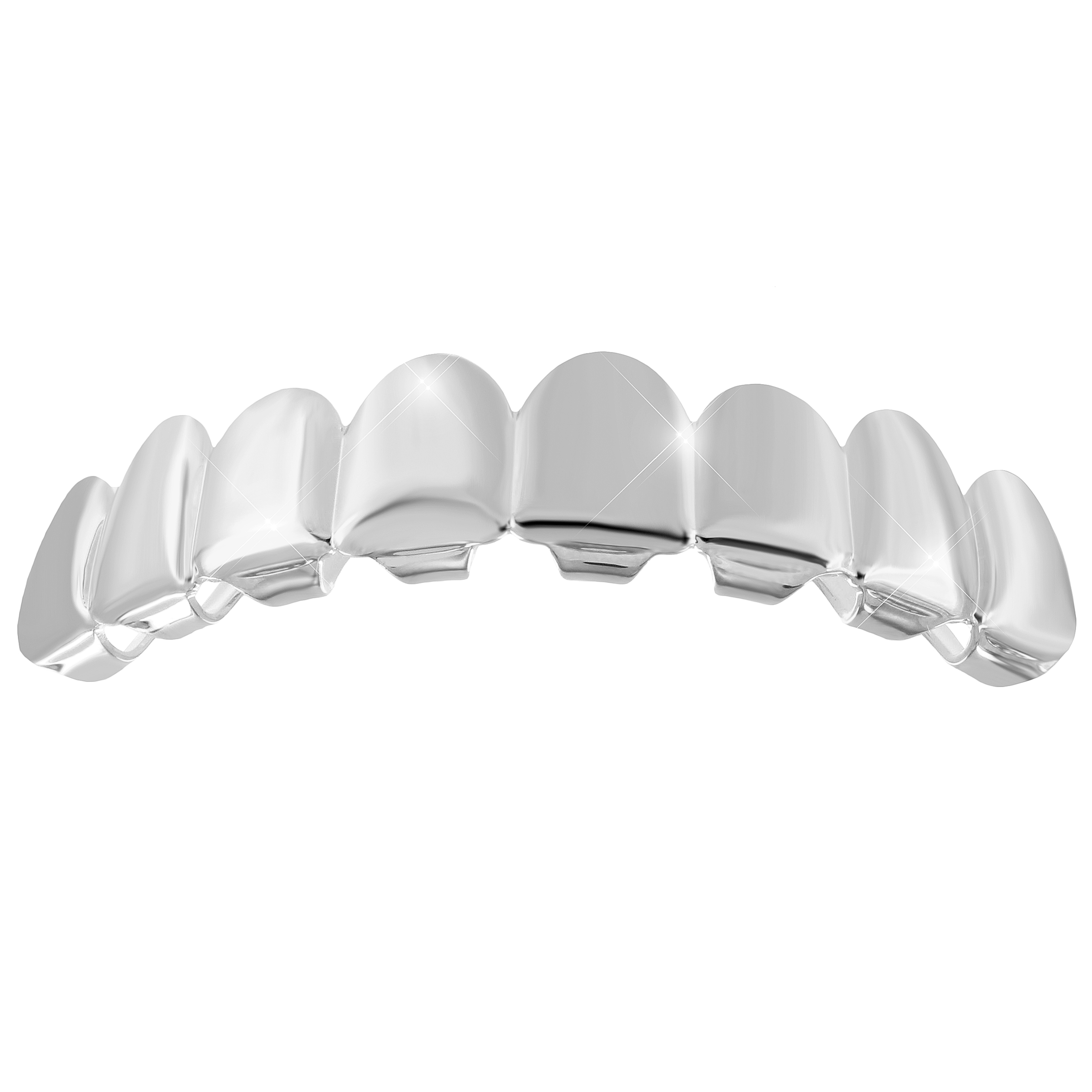 Upper Grillz 8 Teeth Caps 14K White Gold Finish Top Grills Custom Fit