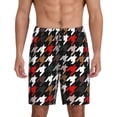 thumbnail image 3 of Lsque Houndstooth Green Red Mens Sleep Pajama Shorts,Short Pajama Pants, Cotton Ultra-Soft Knit-4X-Large, 3 of 9