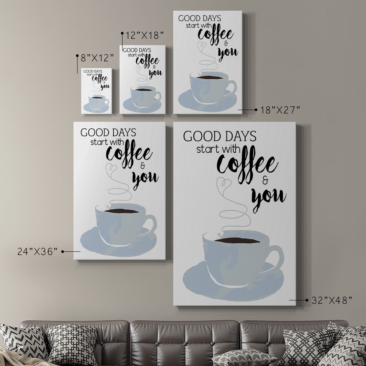 Start With Coffee & You Premium Gallery Wrapped Canvas - Ready to Hang
