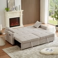 thumbnail image 6 of Aukfa 82" Sofa Bed 3 Seat Convertible Sleeper Couch with 2 Side Pockets for Living Room, 2 Pillows, Linen, Beige, 6 of 9