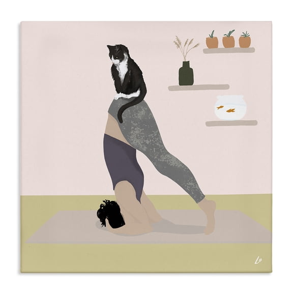 Stupell Industries Eclectic Downward Cat Yoga Pose Canvas Art, 17 x 17, by Lydia Orange