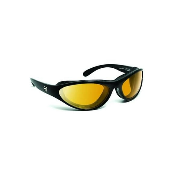 7eye 150543 Viento Sharp View Yellow Sunglasses- Glossy Black - Small & Large