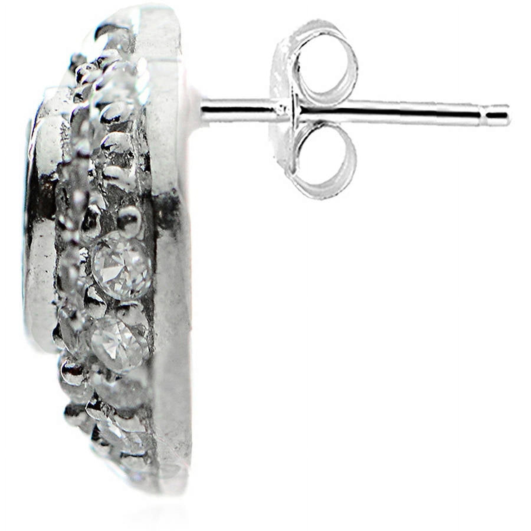 CZ Sterling Silver Open-Heart Stud Earrings
