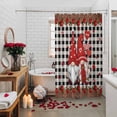 thumbnail image 4 of Valentines Shower Curtain Gnome Red Heart Shower Curtains for Bathroom Valentine's Day Decor, Waterproof Polyester Shower Curtain Set with Hooks, Small Stall 36" x 72" Roses Flower Black Plaid, 4 of 9