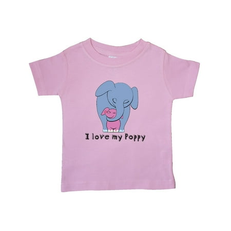 Blue Toddler T-shirt - I Love my Poppy Elephant Blue Pink Baby T-Shirt