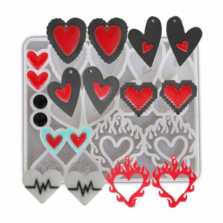 XISAOK Three-dimensional Love Heart Earrings Silicone Mold Epoxy Resin DIY Crafts