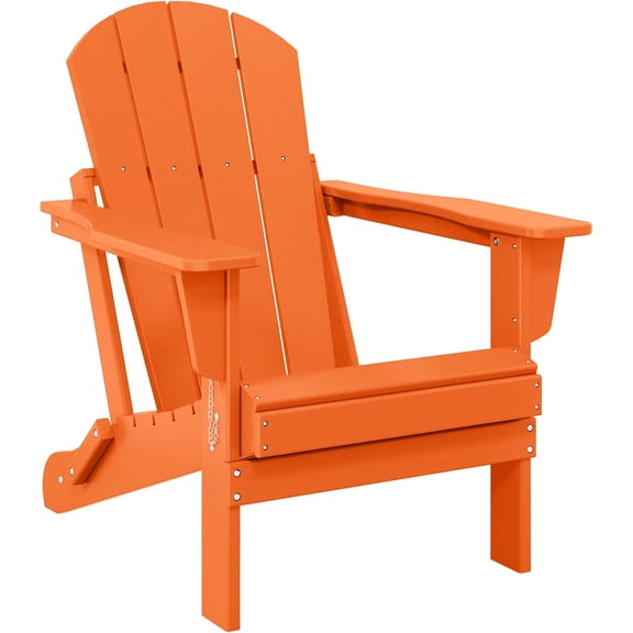 HDPE Laguna Outdoor Folding Poly Adirondack Chair, Orange