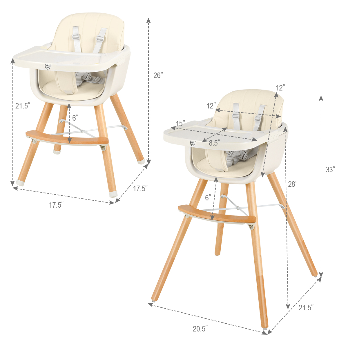 baby joy wooden high chair