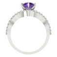 thumbnail image 4 of Clara Pucci 14K White Gold Round Cut 1Ct Natural Amethyst Engagement Ring + Matching Band - Luxury Box Included, 4 of 7