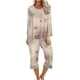 thumbnail image 2 of Puntoco Conjunto de pijama cómodo de dos piezas con cuello redondo y manga larga para mujer Puntoco Puntoco-3703, 2 of 5