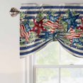 thumbnail image 4 of Tie Up Valance Curtain for Kitchen, Retro Independence Day Flag Rod Pocket Short Curtains Adjustable Tie-Up Shade Valances, Blue Striped on Linen Window Treatment for Bathroom Living Room Bedroom, 4 of 9