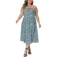 thumbnail image 2 of Agnes Orinda Women's Plus Size Adjustable Spaghetti Strap Floral Casual Dresses 1X Green, 2 of 6