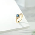 thumbnail image 4 of Gem Stone King 18K Yellow Gold Plated Silver Persian Blue Moissanite and White Moissanite Engagement Ring for Women (1.06 Cttw, Round 5MM, Available in Size 5, 6, 7, 8, 9), 4 of 6
