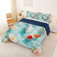 thumbnail image 2 of Feelyou Lucky Koi Fish Full Size Comforter Sets for Kids Women Girls, Lake Rose Flower Bedding Sets, Green, Blue Reversible, 3pcs, 2 of 6