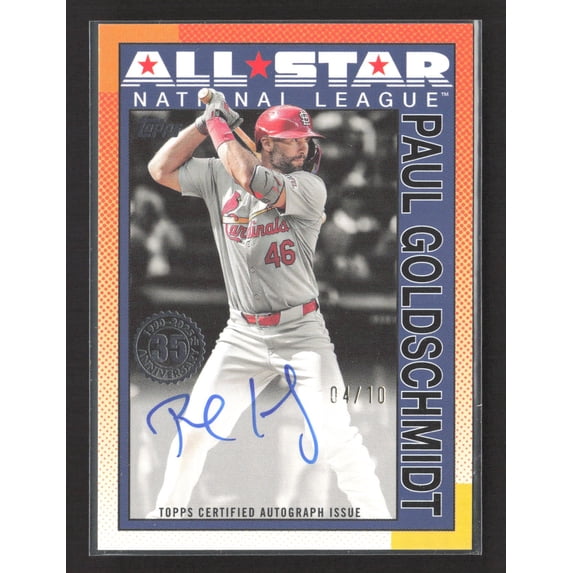 2025 Topps Baseball 1990 Topps Baseball All-Stars Autograph Card Paul Goldschmidt #90AS-PG Topps Certified Autograph Issue 04/10