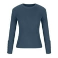 thumbnail image 3 of Ashirexll Sweaters for Women Casual Fittness Slim Comfortable Solid Long Sleeve Button Base Knitted Pullover Sweater Blue L, 3 of 6