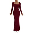 thumbnail image 2 of Valcatch Maxi Dress for Women Long Sleeve Square Neck Bodycon Long Dress Soft Slim Lounge Dress, 2 of 6