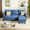 thumbnail image 2 of Lumihaven 70.8" L-Shaped Sectional Sofa with Ottoman Ergonomic Support Sofa Couch for Small Spaces Living Room, Apartment,Blue, 2 of 7