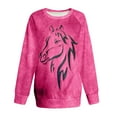 thumbnail image 4 of QUNYINEY Horse Print Women Sweatshirts Long Sleeve Casual Pink Crew Neck Tops Pullover Loose Drop Shoulder Sweatshirts, 4 of 4