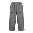 thumbnail image 5 of Cagogo Women's Plus Size Capri Pants Cotton Linen Casual Loose Elastic Waist Pants with Pockets Summer Vacation Beach Flowy Trousers Work Lounge Clothes, Gray L, 5 of 6